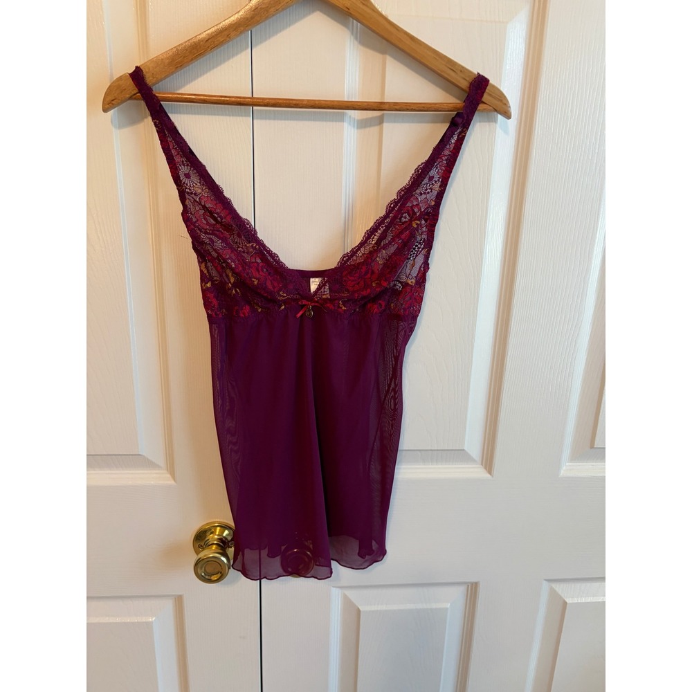 Simply Vera Vera Wang Plum Purple Lace Mesh Chemise Nightgown Large 21857